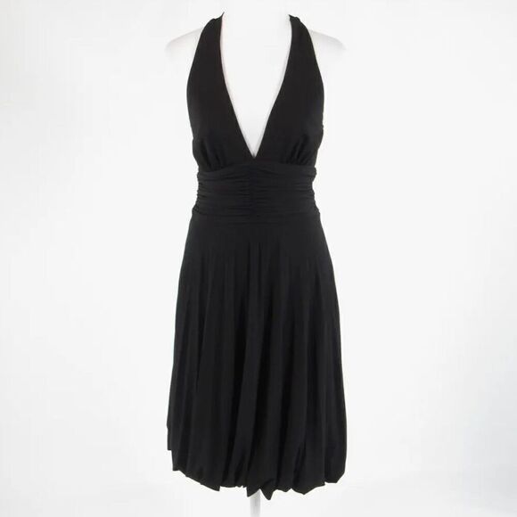 Black CACHE goth stretch halter neck bubble dress size 2 - Picture 1 of 9